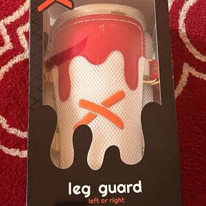 Leg Guard Left or Right - White with Red and Orange Accents